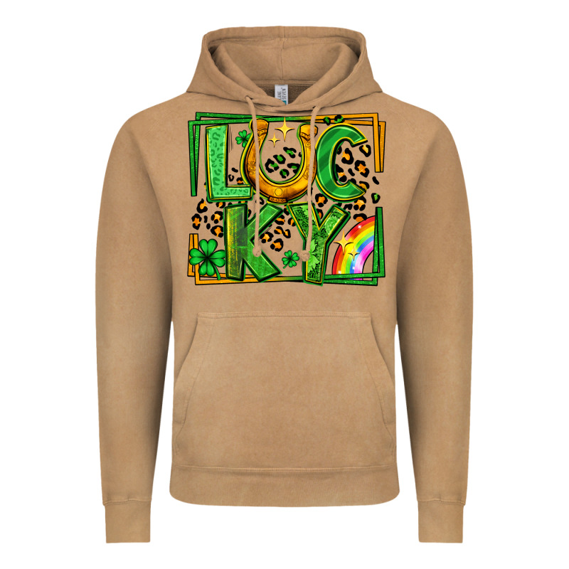 Lucky Horseshoe St Patricks Day Leopard Frame Vintage Hoodie by LillyAllenDesigns | Teevron