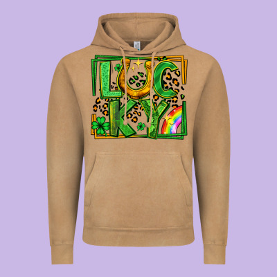 Lucky Horseshoe St Patricks Day Leopard Frame Vintage Hoodie Designed By Lillyallendesigns