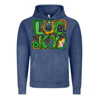Vintage Denim lucky horseshoe st patricks day leopard frame Vintage Hoodie - LillyAllenDesigns