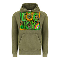 Vintage Olive lucky horseshoe st patricks day leopard frame Vintage Hoodie - LillyAllenDesigns