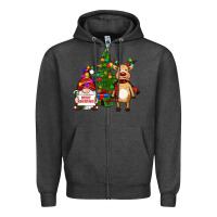 Charcoal Heather merry christmas gnomes, reindeer Zipper Hoodie - RanaPortraitStore