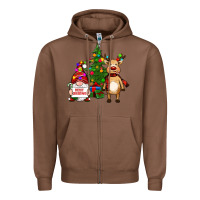 Chestnut merry christmas gnomes, reindeer Zipper Hoodie - RanaPortraitStore
