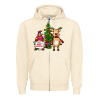 Sandshell merry christmas gnomes, reindeer Zipper Hoodie - RanaPortraitStore
