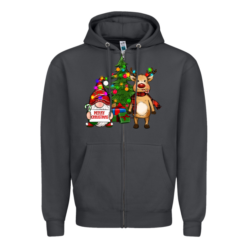 Merry Christmas Gnomes, Reindeer Zipper Hoodie by RanaPortraitStore | Teevron
