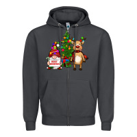 Smoke merry christmas gnomes, reindeer Zipper Hoodie - RanaPortraitStore