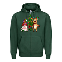 Sports Green merry christmas gnomes, reindeer Zipper Hoodie - RanaPortraitStore