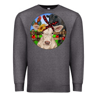 Charcoal Heather Christmas Charolais Calf Black Angus Bull And Roos Premium Sweatshirt - RanaPortraitStore