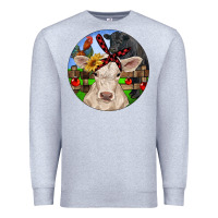 Heather Grey Christmas Charolais Calf Black Angus Bull And Roos Premium Sweatshirt - RanaPortraitStore