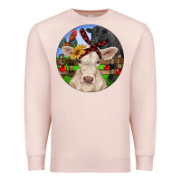 Pale Pink Christmas Charolais Calf Black Angus Bull And Roos Premium Sweatshirt - RanaPortraitStore