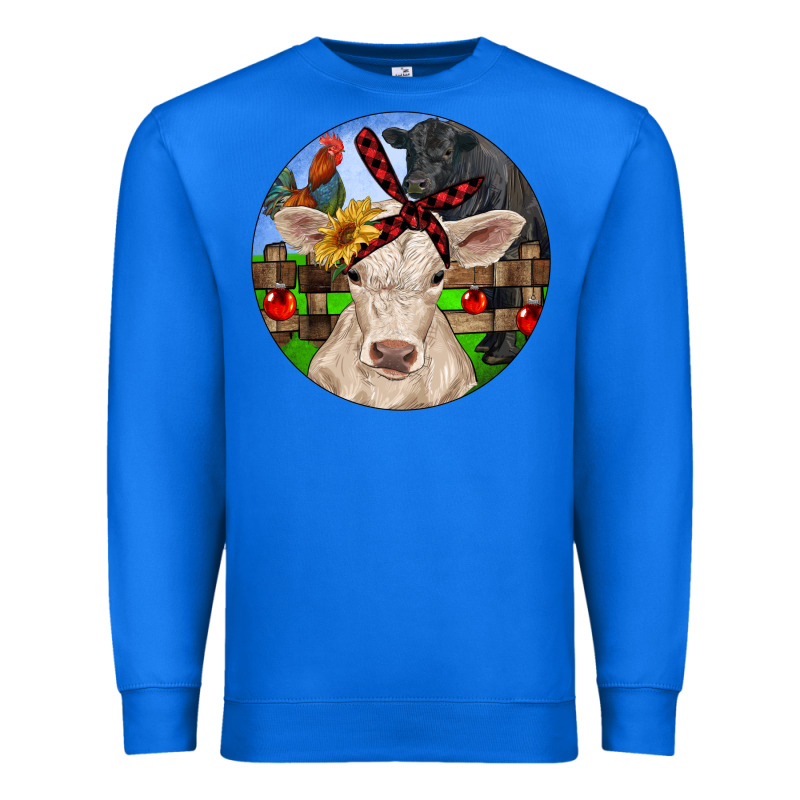 Christmas Charolais Calf Black Angus Bull And Roos Premium Sweatshirt by RanaPortraitStore | Teevron
