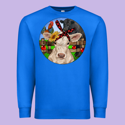 Christmas Charolais Calf Black Angus Bull And Roos Premium Sweatshirt Designed By Ranaportraitstore