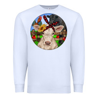 White Christmas Charolais Calf Black Angus Bull And Roos Premium Sweatshirt - RanaPortraitStore