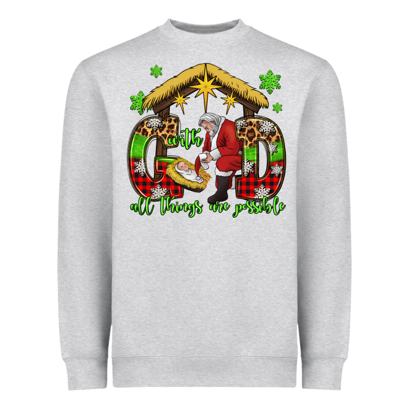With God All Things Are Possible Santa Baby Jesus Heavyweight Sweatshirt by Jasminsmagicworld | Teevron