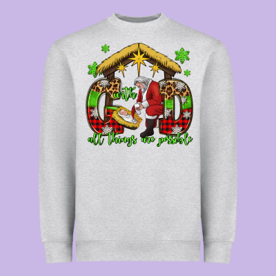With God All Things Are Possible Santa Baby Jesus Heavyweight Sweatshirt Designed By Jasminsmagicworld