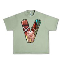 Oil Green farm life alphabet lowercase letters v Urban Heavy Tee - BundleAndBundleShop