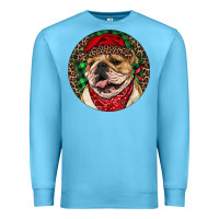 Ocean Blue Christmas English Bulldog Premium Sweatshirt - RanaPortraitStore
