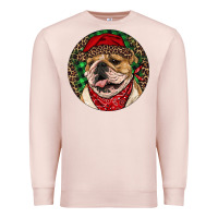 Pale Pink Christmas English Bulldog Premium Sweatshirt - RanaPortraitStore