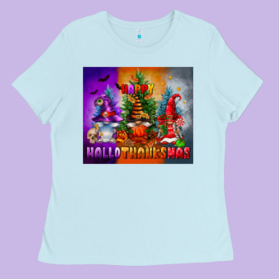 Happy Hallothanksmas Ladies Tee Designed By Fadigitalartstudio