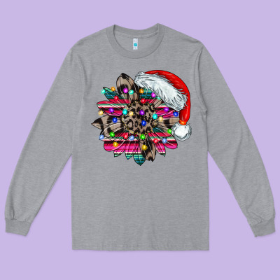 Serape And Leopard Christmas Long Sleeve Tee Designed By Cowhidedigitalart