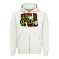 Oatmeal Heather ho ho ho gnomes christmas Zipper Hoodie - RanaPortraitStore