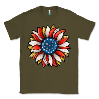 Army Green Patriotic Sunflower Classic Tee - Jasminsmagicworld