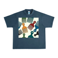 Midnight Navy afro combs seamless patterns Urban Heavy Tee - BundleAndBundleShop