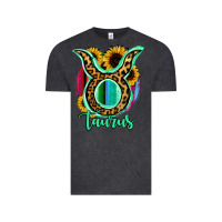 Vintage Black Taurus Zodiac Sign Sunflower Leopard Serape Vintage Tee - RanaPortraitStore