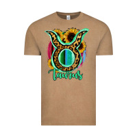 Vintage Coffee Taurus Zodiac Sign Sunflower Leopard Serape Vintage Tee - RanaPortraitStore
