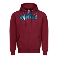 Burgundy hello winter gnomes Zipper Hoodie - RanaPortraitStore