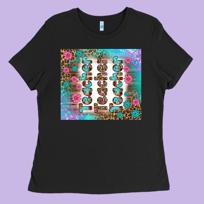 Teacher Gemstone And Pink Flower Tumbler Ladies Tee Designed By Bundleandbundleshop