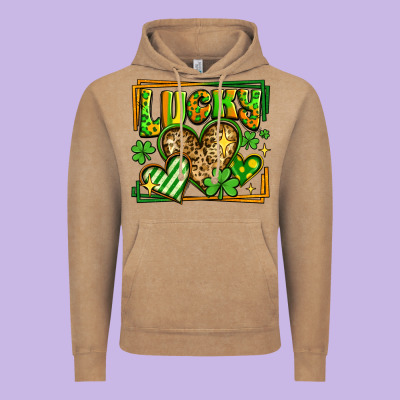 Lucky St Patricks Day Hearts Vintage Hoodie Designed By Lillyallendesigns