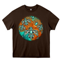 Chocolate Brown western pattern circle Heavy Core Tee - Jasminsmagicworld