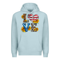 Blue Mist love with sunflowers and usa flag Premium Hoodie - Artiststas