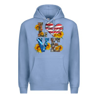 Colony Blue love with sunflowers and usa flag Premium Hoodie - Artiststas