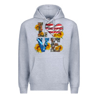 Heather Grey love with sunflowers and usa flag Premium Hoodie - Artiststas