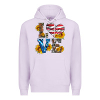 Lilac love with sunflowers and usa flag Premium Hoodie - Artiststas