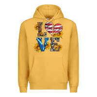 Mustard love with sunflowers and usa flag Premium Hoodie - Artiststas