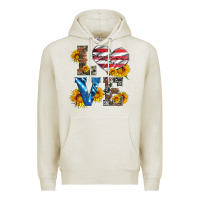 Oatmeal Heather love with sunflowers and usa flag Premium Hoodie - Artiststas