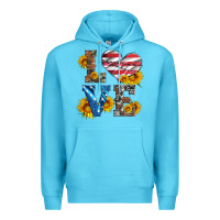 Ocean Blue love with sunflowers and usa flag Premium Hoodie - Artiststas