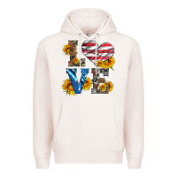Pale Pink love with sunflowers and usa flag Premium Hoodie - Artiststas