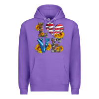 Purple love with sunflowers and usa flag Premium Hoodie - Artiststas