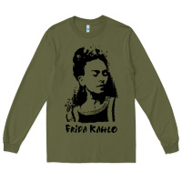 Army Green frida kahlo Long Sleeve Tee - DesigneFamous