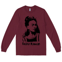 Burgundy frida kahlo Long Sleeve Tee - DesigneFamous