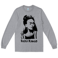 Heather Grey frida kahlo Long Sleeve Tee - DesigneFamous