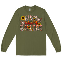 Army Green Busy Raising Ballers Long Sleeve Tee - CowhideDigitalArt