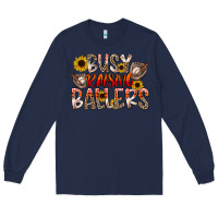 Navy Busy Raising Ballers Long Sleeve Tee - CowhideDigitalArt