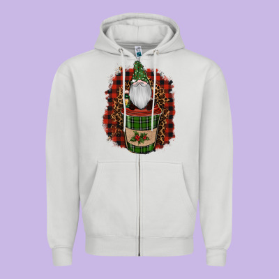 Gnomes With Coffee Christmas Zipper Hoodie Designed By Ranaportraitstore