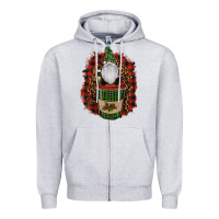 Heather Grey gnomes with coffee christmas Zipper Hoodie - RanaPortraitStore