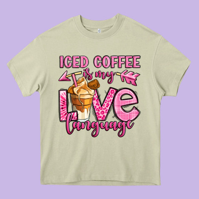 Iced Coffee Is My Love Language Heavy Core Tee Designed By Oliviacreatesart