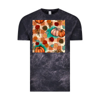 Cloud Black floral pumpkins seamless pattern Vintage Tee - BundleAndBundleShop